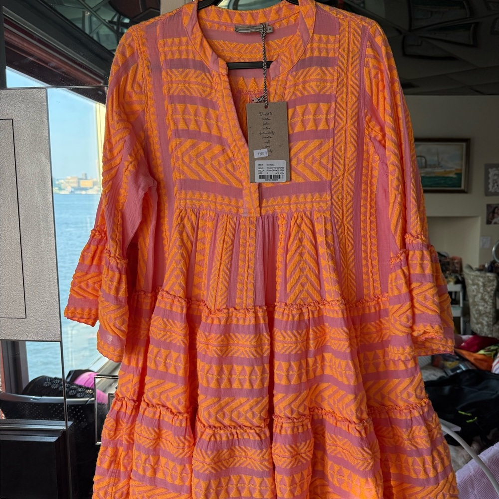 Devotion TWINS Ella Dress- Vibrant Orange and Pink